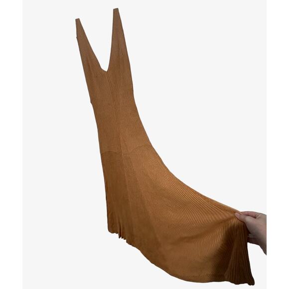 NWT Free People Camel Brown Sweet as Honey RibKnit VNeck Sleeveless Maxi Dress L - Picture 6 of 12